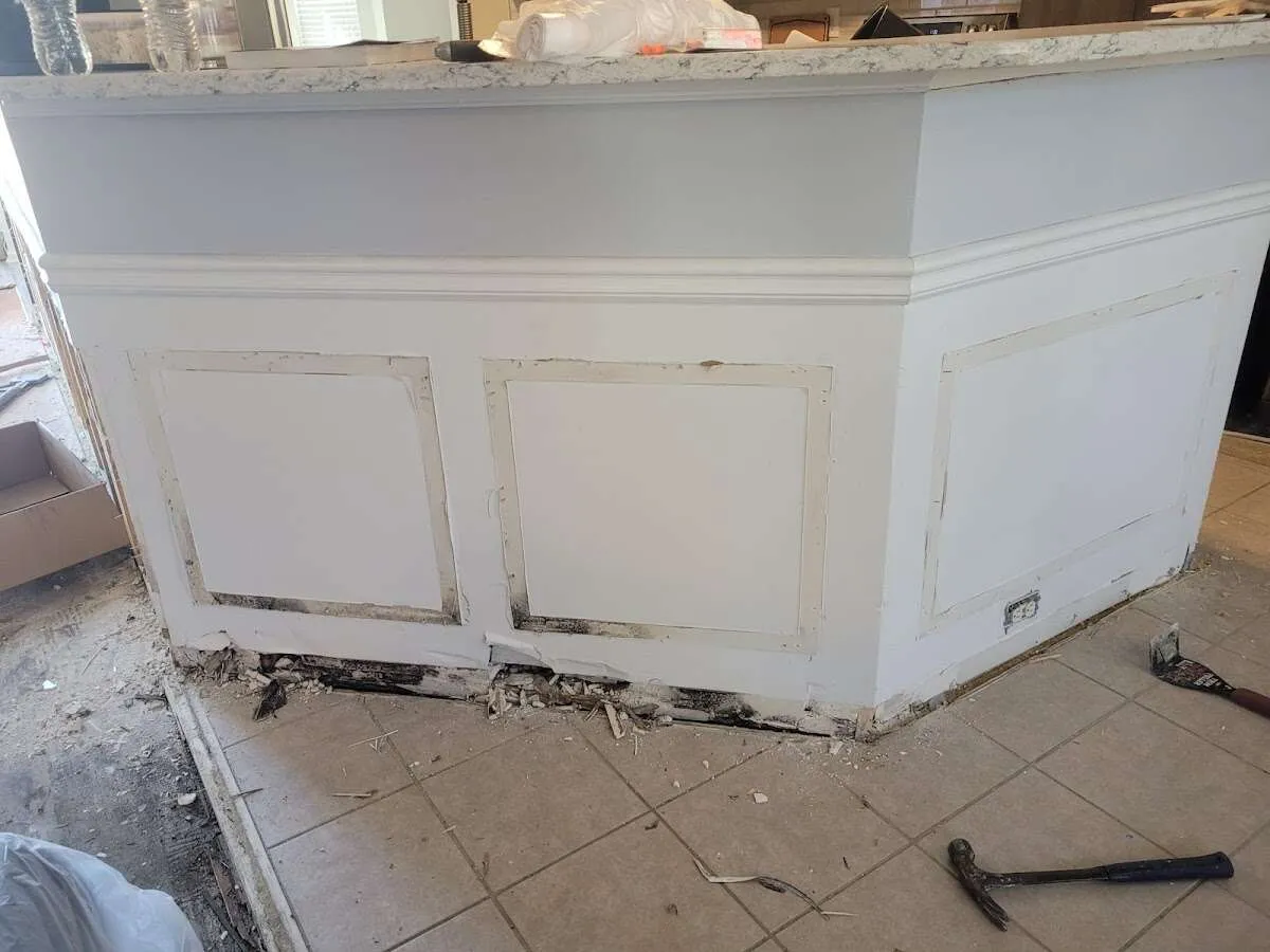 Water damage and mold on kitchen during Sewage Cleanup & Sanitation in Waycross